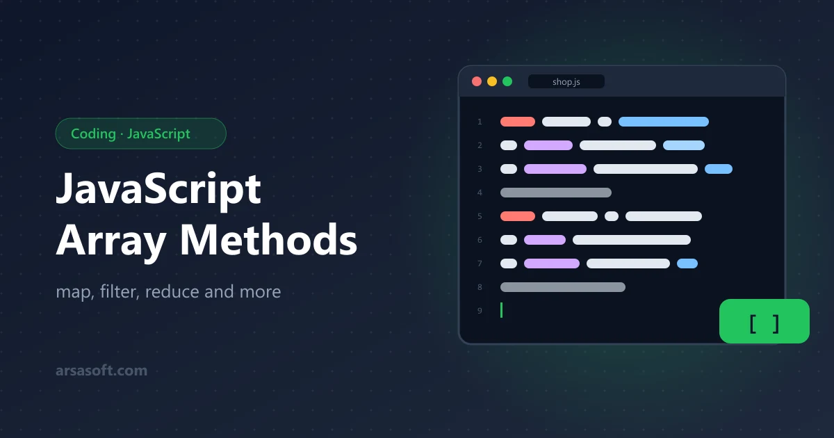 JavaScript array methods map, filter and reduce shown in a code editor
