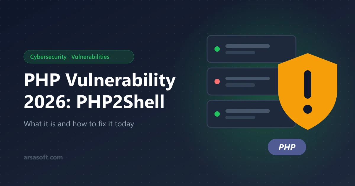 Warning shield for the PHP2Shell PHP vulnerability of 2026