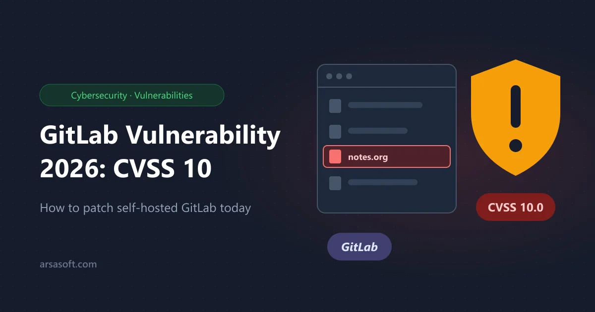Warning shield for the critical GitLab vulnerability CVE-2026-110264